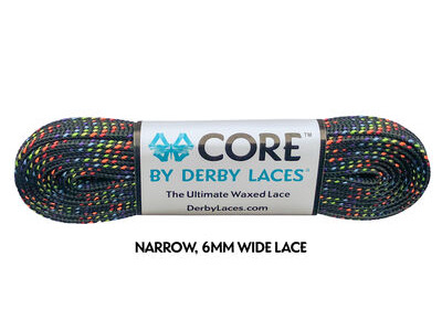 Derby Laces CORE 6mm Wide Laces 120" 120" Rainbow Black  click to zoom image
